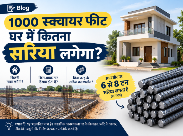 1000 स्क्वायर फीट घर में कितना सरिया लगेगा? पूरी कैलकुलेशन