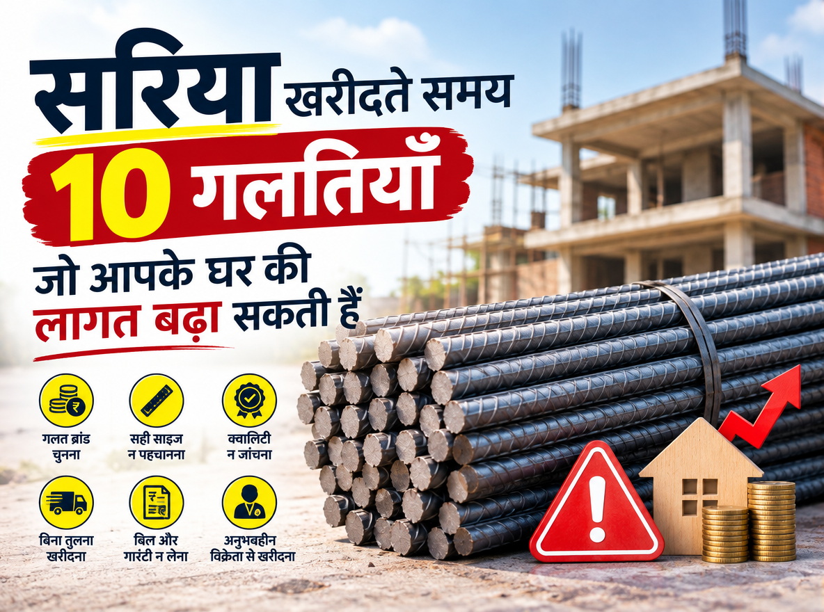 सरिया खरीदते समय 10 गलतियाँ जो घर की लागत बढ़ाती हैं